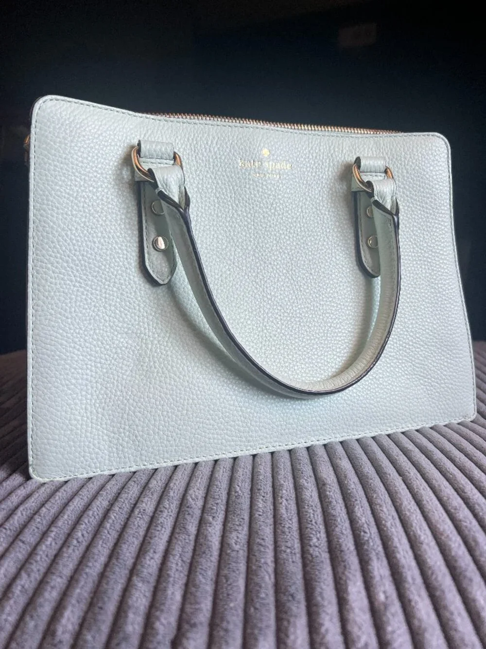 Kate Spade New York Mint Green Pebbled Leather Zip Satchel